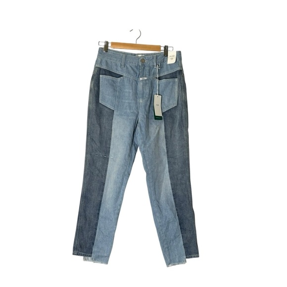 Closed Patchwork Two Tone High Waist Italian Made Jeans Women's 30 NWT $415 - Picture 1 of 7